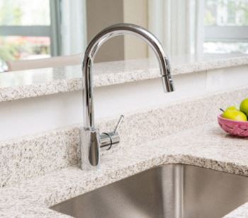 Grohe gooseneck faucets, and under-mounted sinks